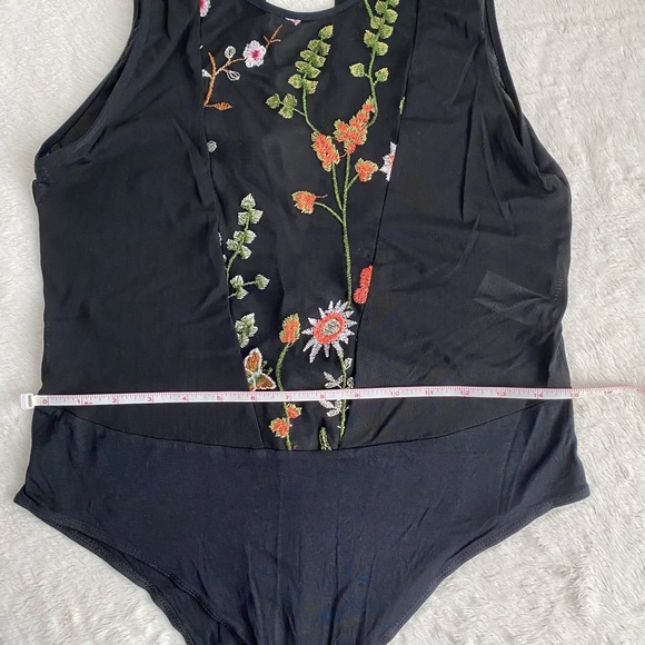 Black Floral Embroidered  One-Piece - Picture 9 of 10